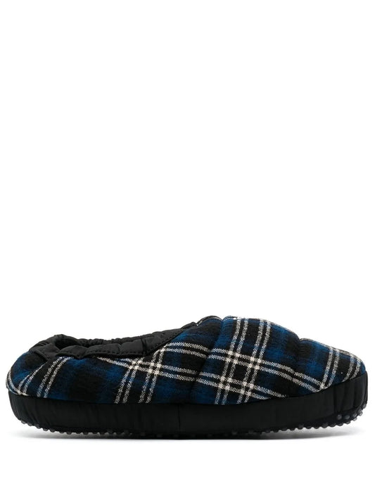Emporio Armani logo-embroidered tartan slippers