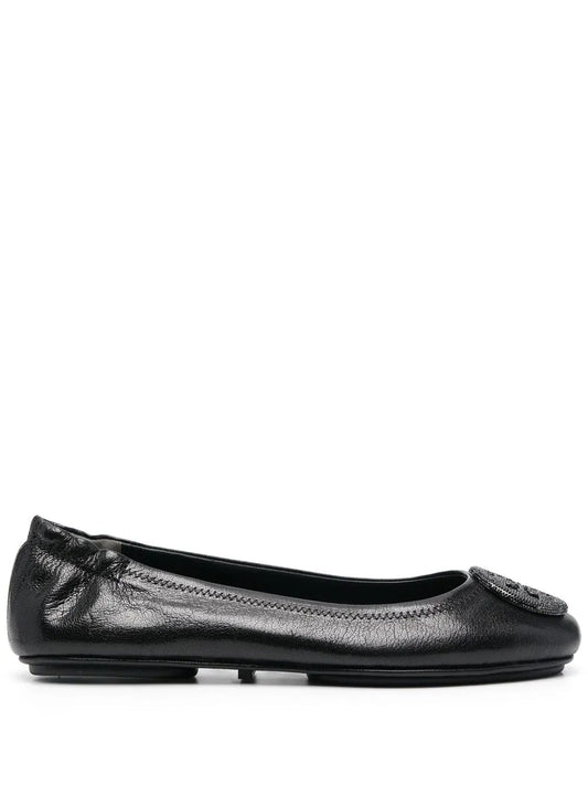 Tory Burch logo-plaque leather ballerina pumps 
