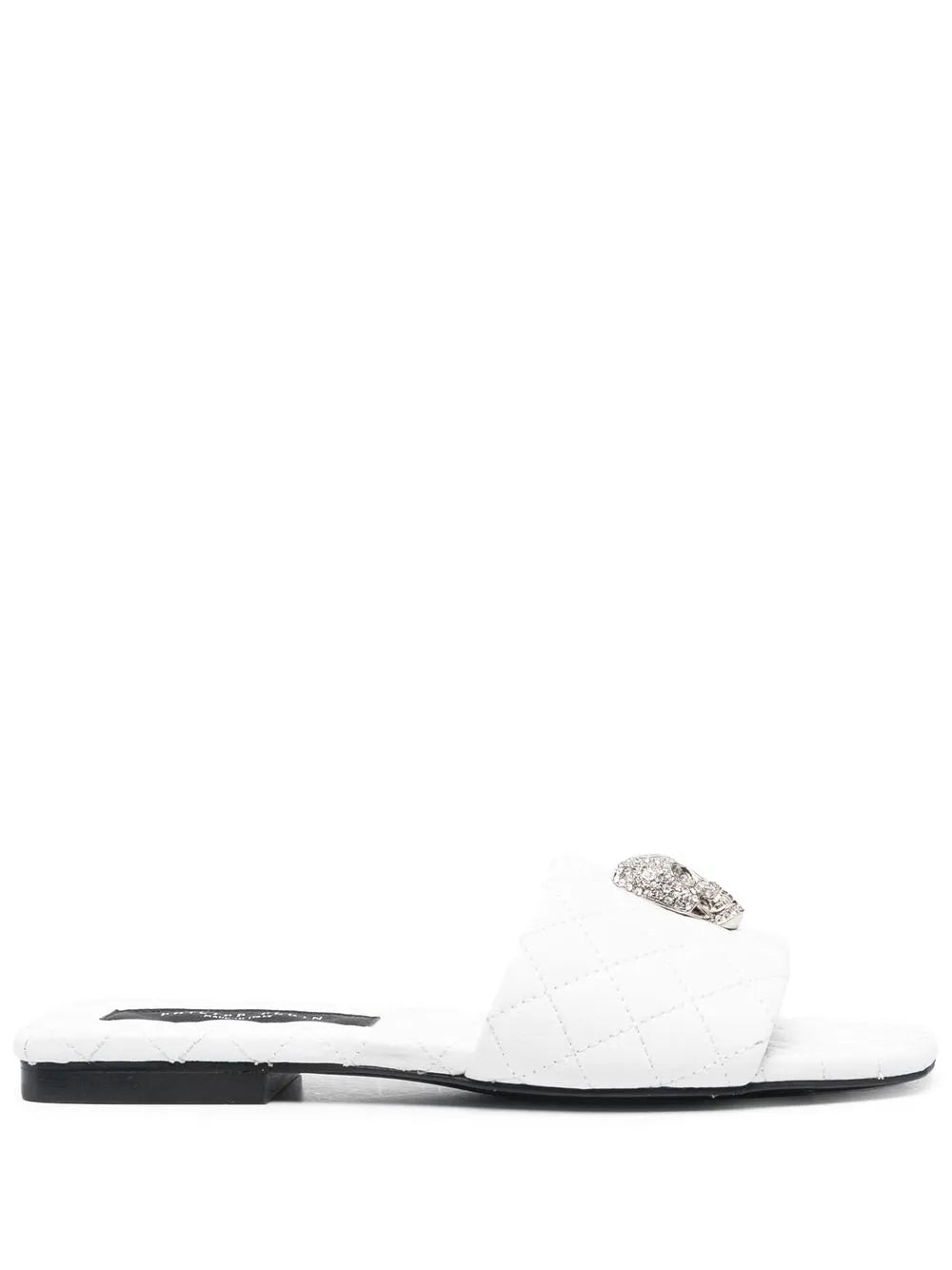Philipp Plein crystal-skull matelassé slides  