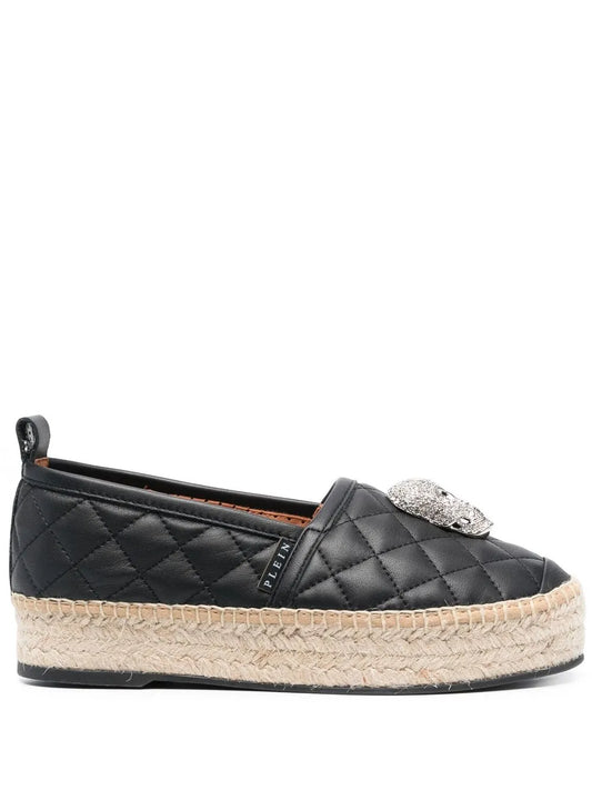 Philipp Plein skull-embellishment quilted espadrilles