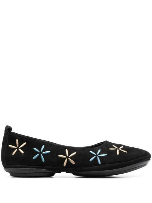 Camper Nina floral-embroidered ballerina shoes
