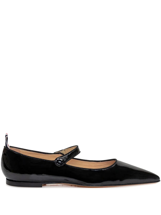 Thom Browne pointed-toe patent ballerina shoes
