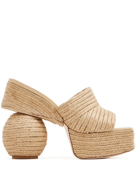 Cult Gaia sculpted-heel braided-raffia espadrilles