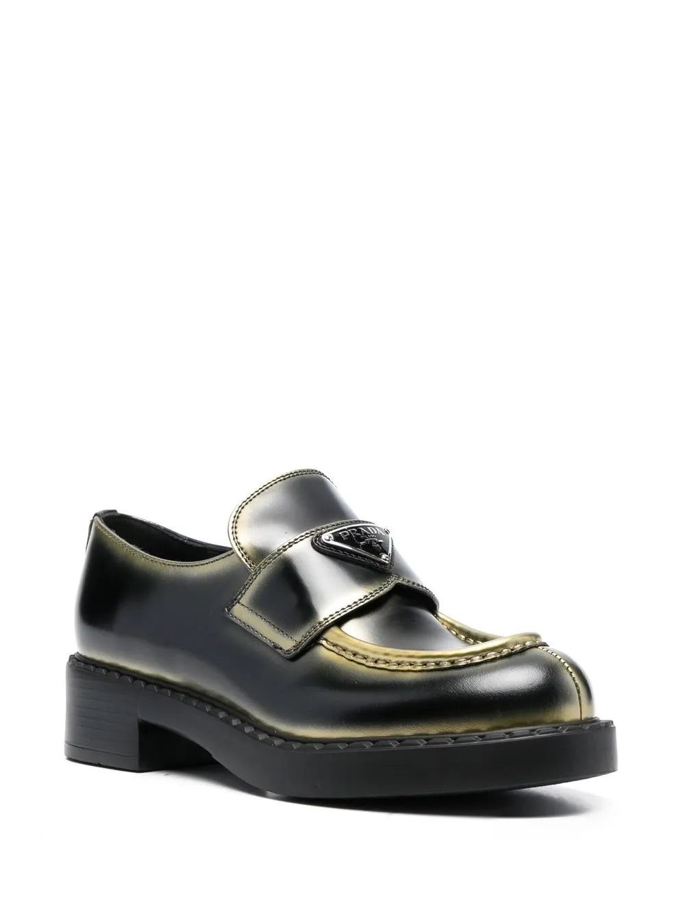 Prada logo-plaque leather loafers