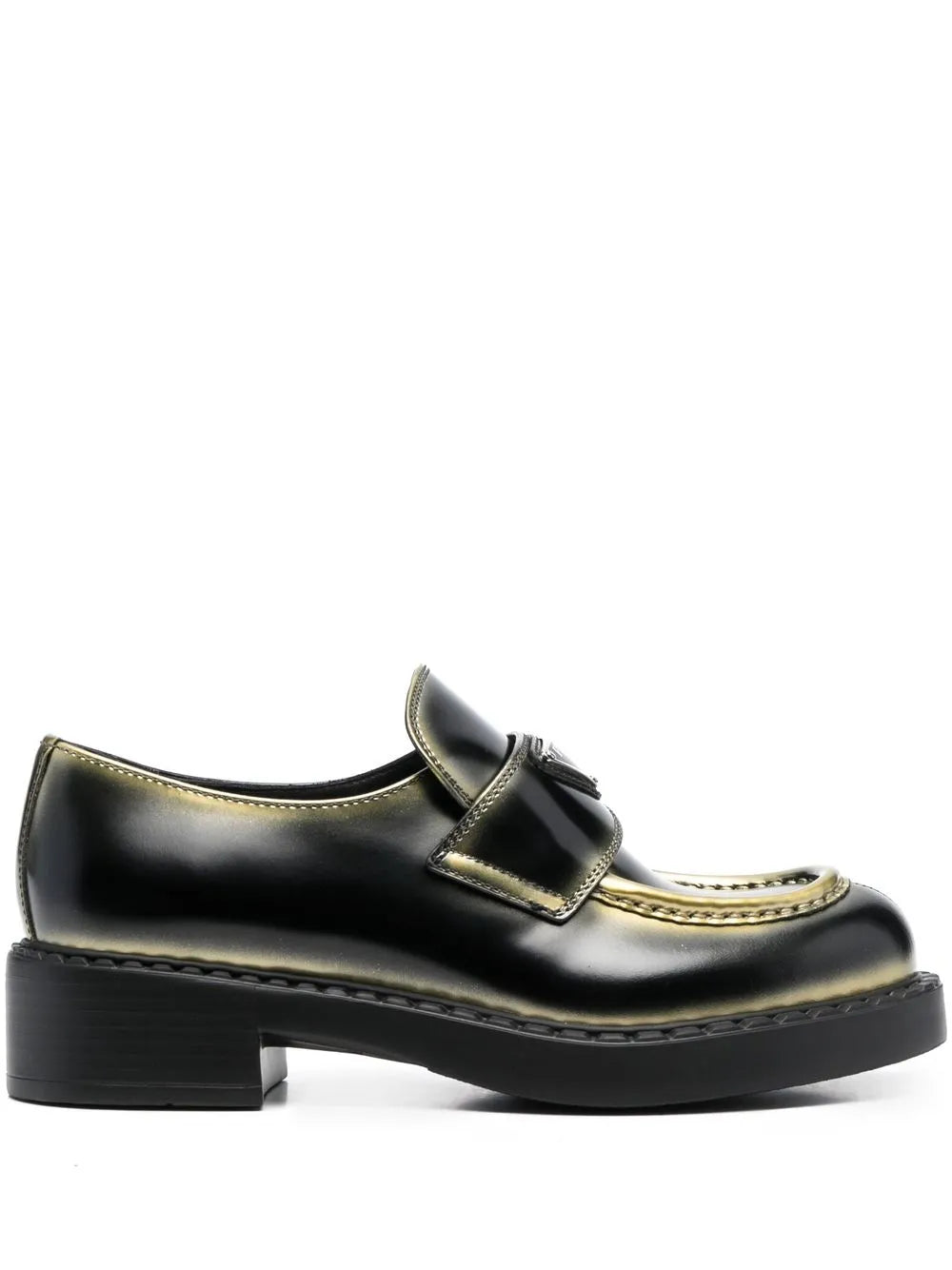 Prada logo-plaque leather loafers