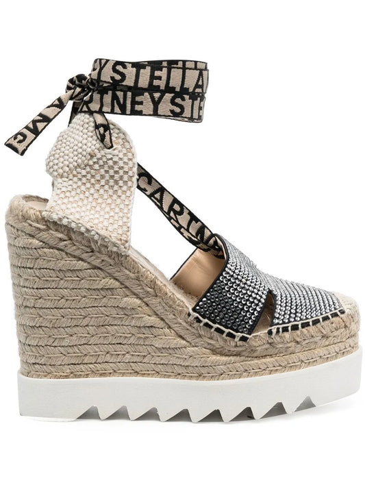 Stella McCartney Gaia crystal-embellished wedge espadrilles