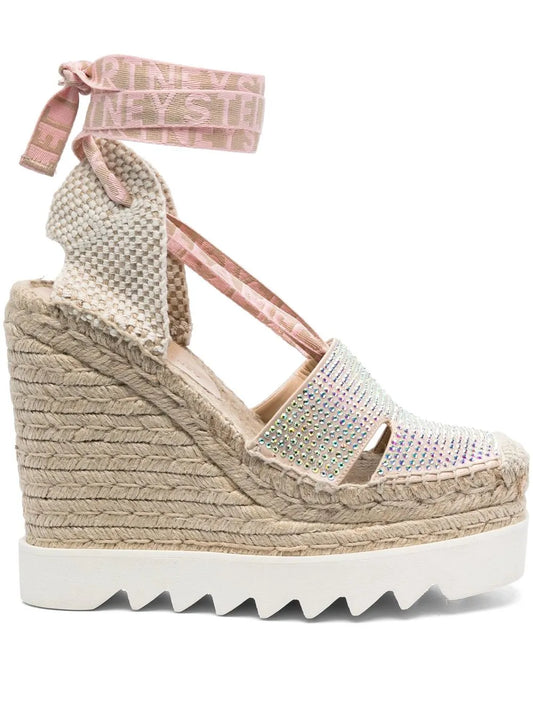 Stella McCartney Gaia crystal-embellished wedge espadrilles