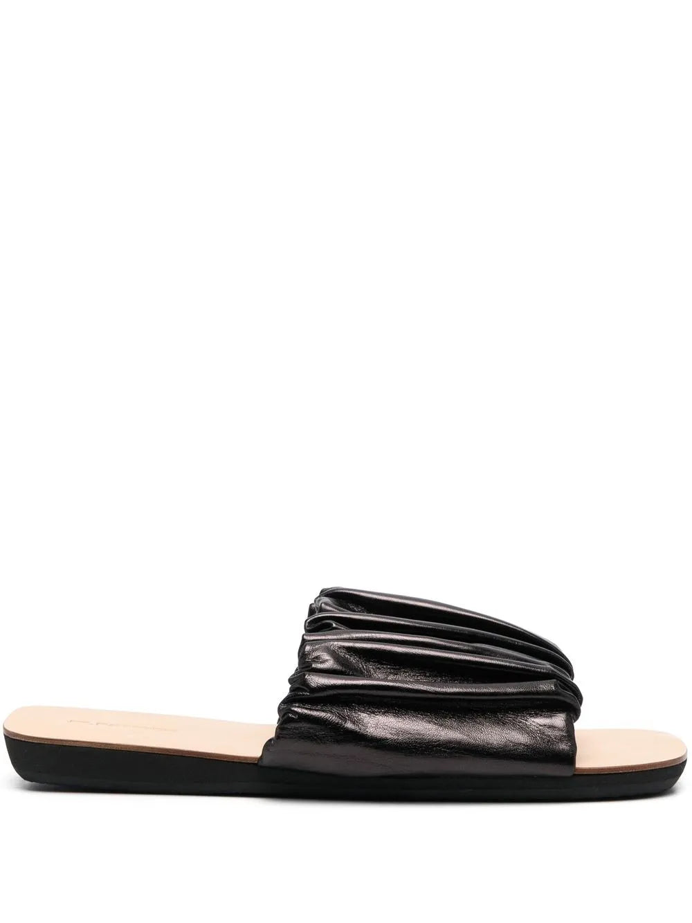 Jil Sander leather gathered-detail slides