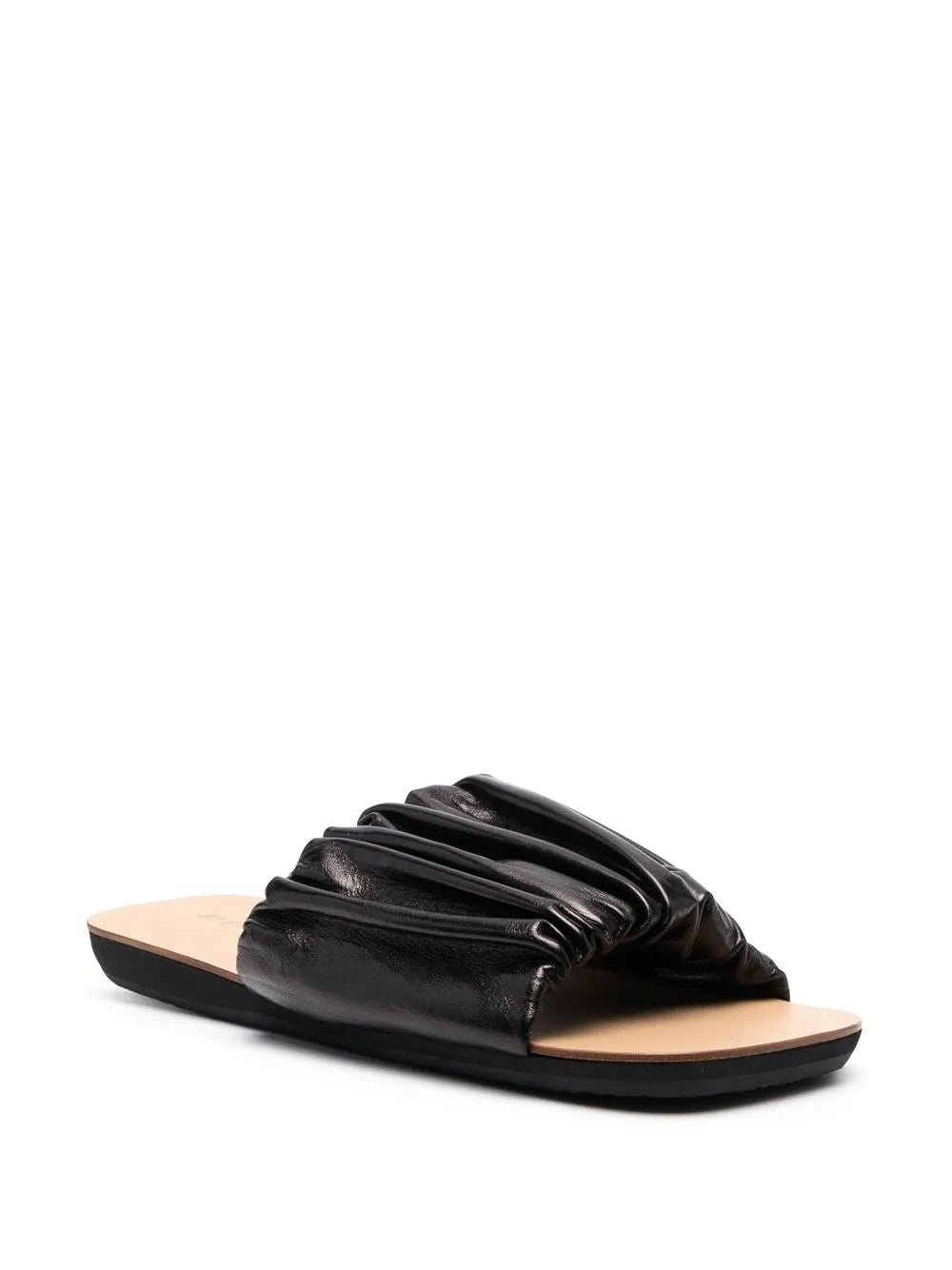 Jil Sander leather gathered-detail slides
