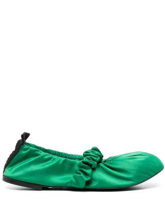 GANNI Scrunchie satin ballerina shoes