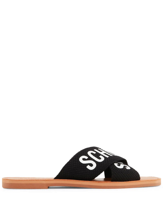 Schutz logo-print flat leather slides