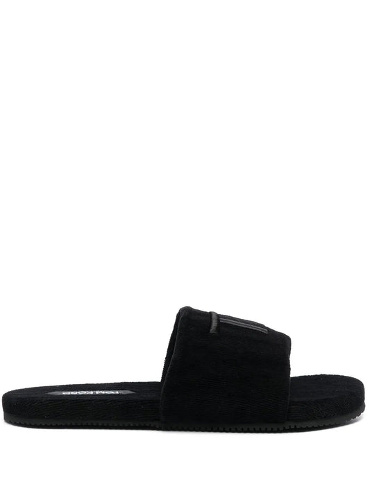TOM FORD logo-embroidered velvet-effect mules