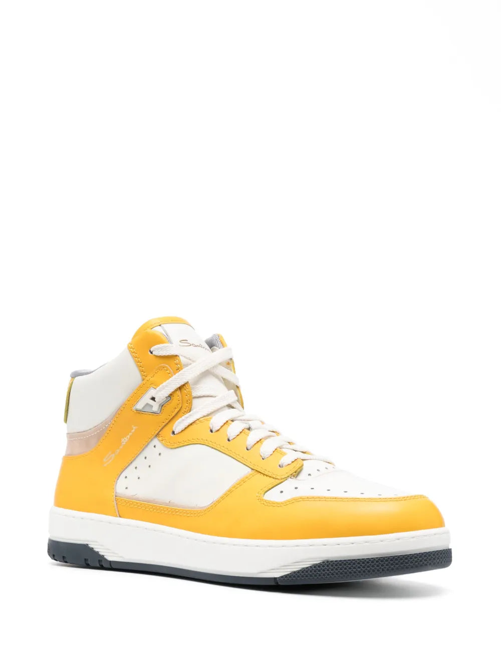 Santoni panelled hi-top leather sneakers