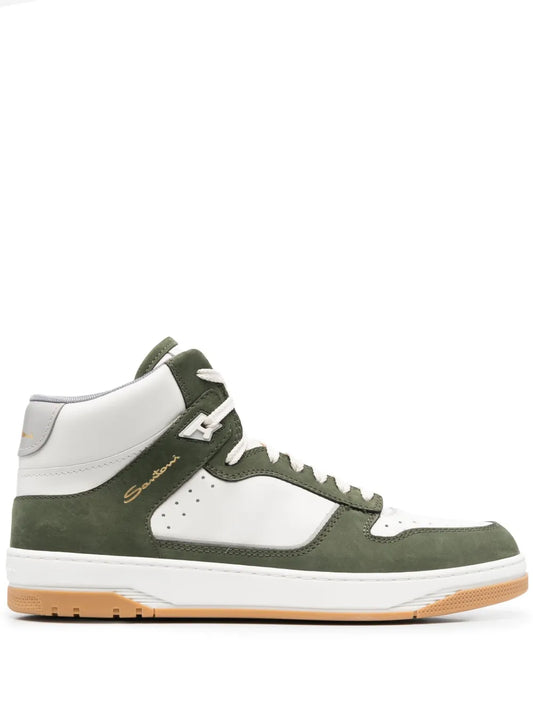 Santoni logo-print hi-top sneakers