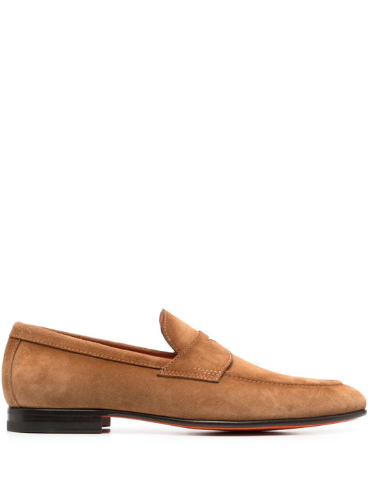 Santoni suede penny loafer
