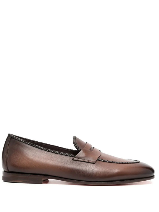 Santoni leather penny loafers