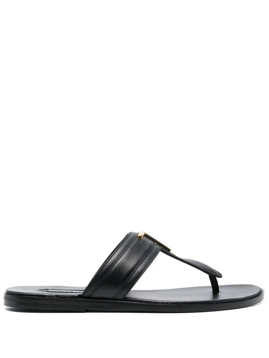 TOM FORD logo-plaque leather flip flops