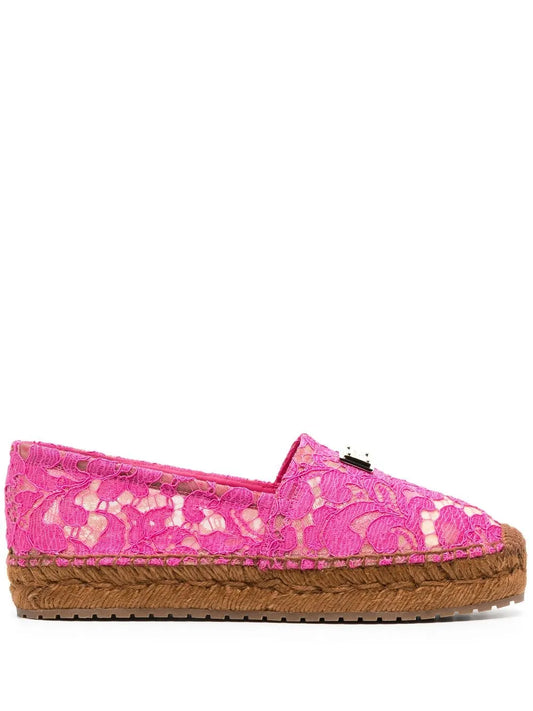 Dolce & Gabbana lace-panel logo-plaque espadrilles
