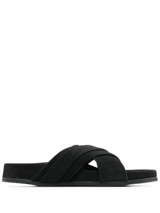 TOM FORD suede logo-stamp slides