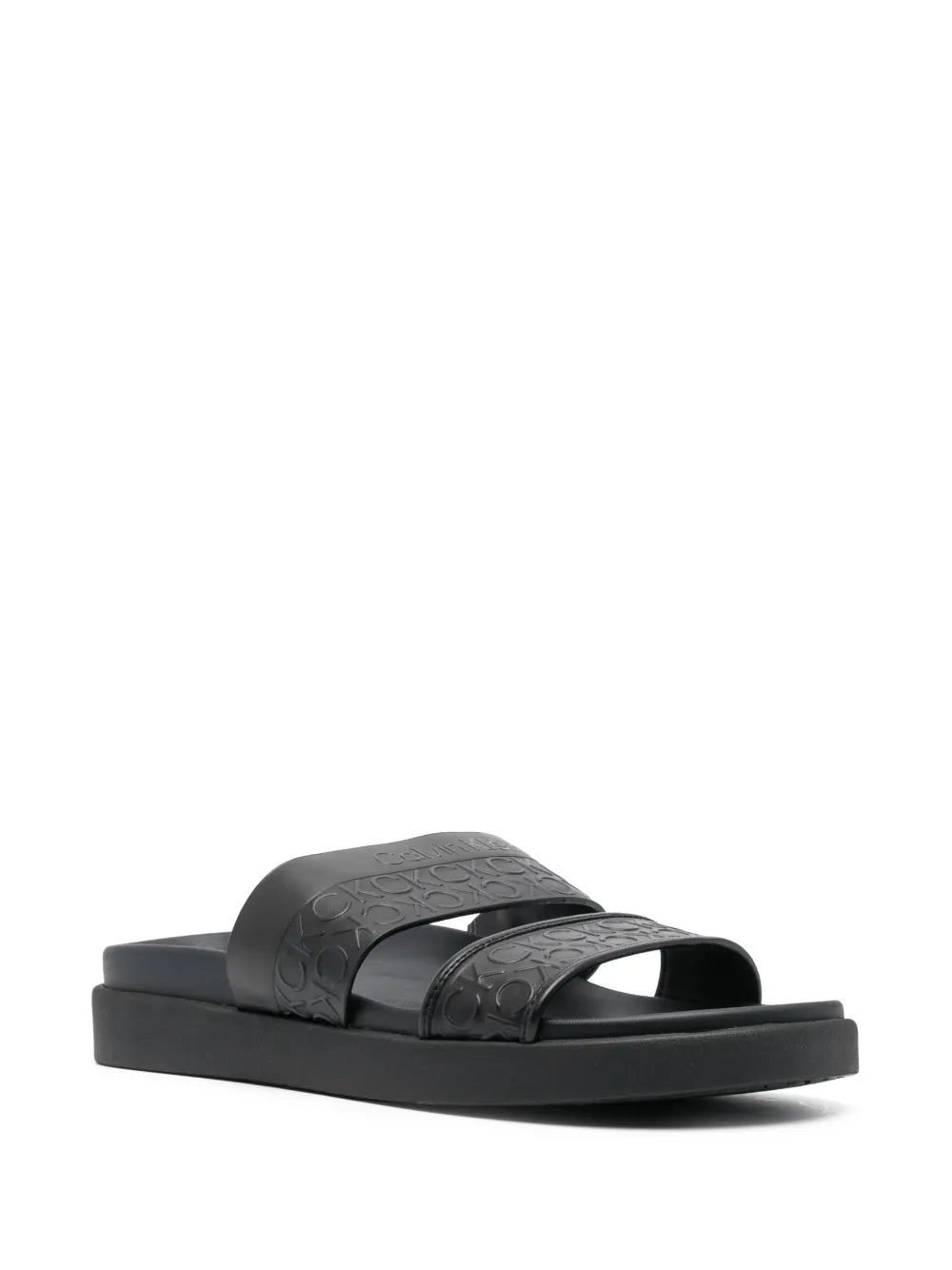 Calvin Klein embossed-logo leather slides