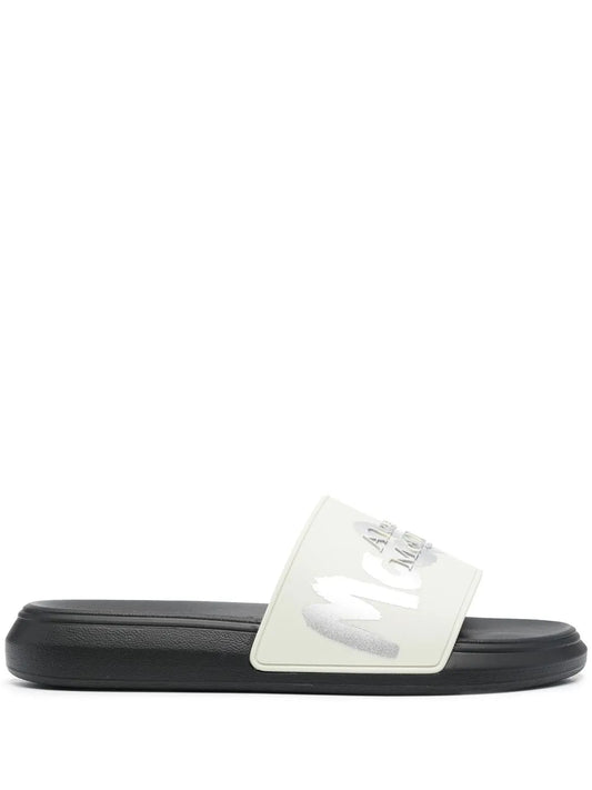 Alexander McQueen embossed-logo open toe slides