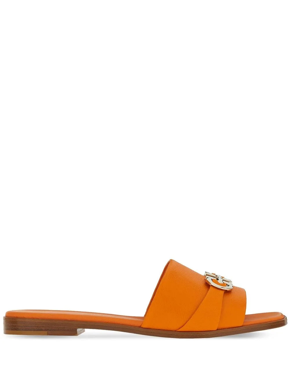 Ferragamo Gancini leather slide sandals