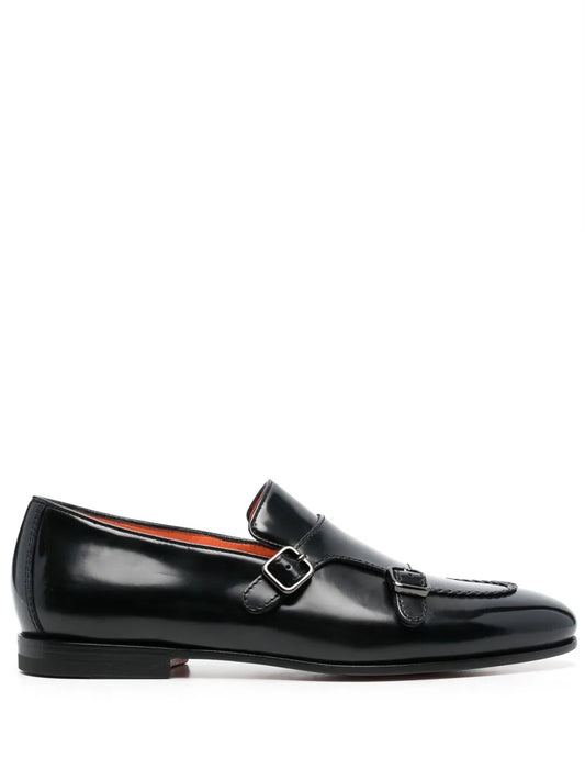 Santoni buckled-leather monk shoes