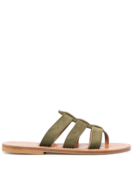 K. Jacques caged-design calf-leather slides
