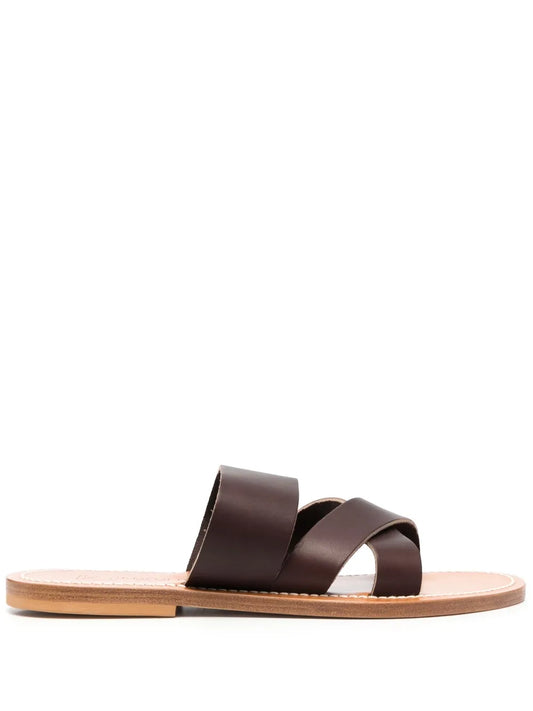 K. Jacques crossover-strap calf-leather slides
