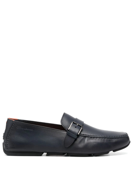 Santoni buckled leather monk shoes