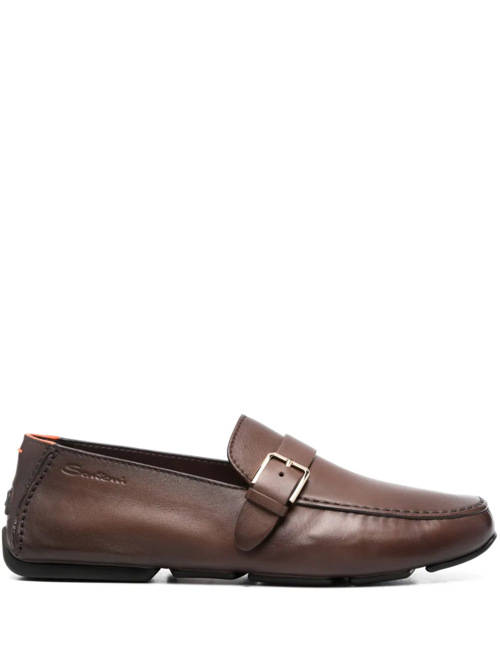 Santoni buckled leather monk shoes