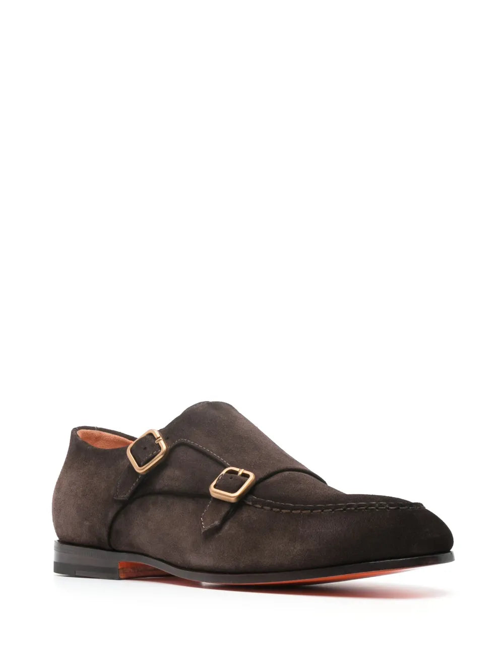 Santoni decorative-buckle leather monk shoes 