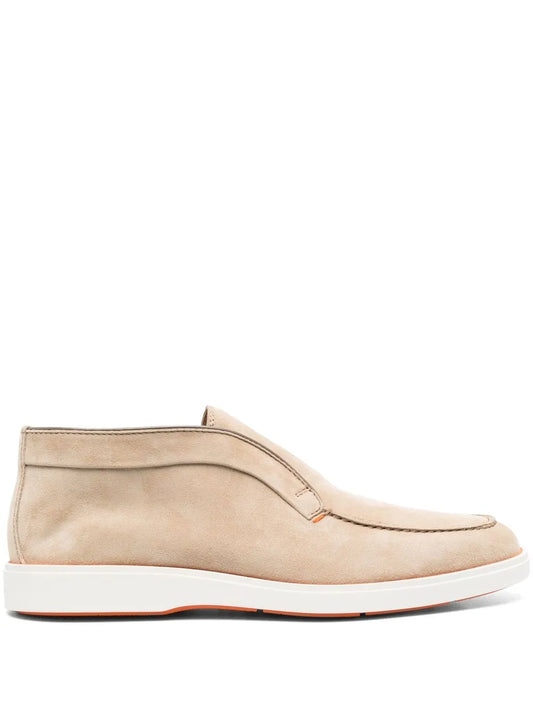 Santoni panelled-design calf-suede loafers