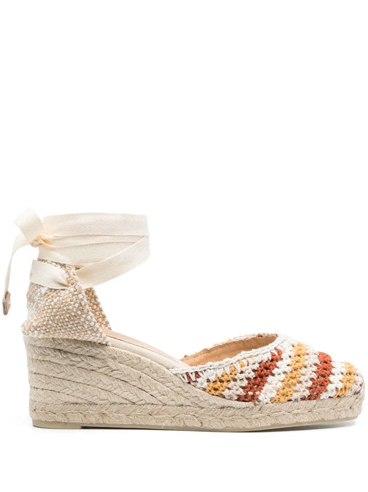 Castañer Carina 95mm crochet wedge sandals