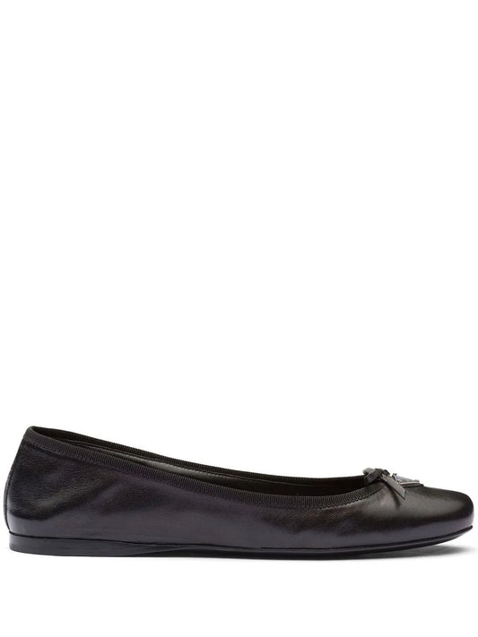 Prada triangle-logo leather ballet flats