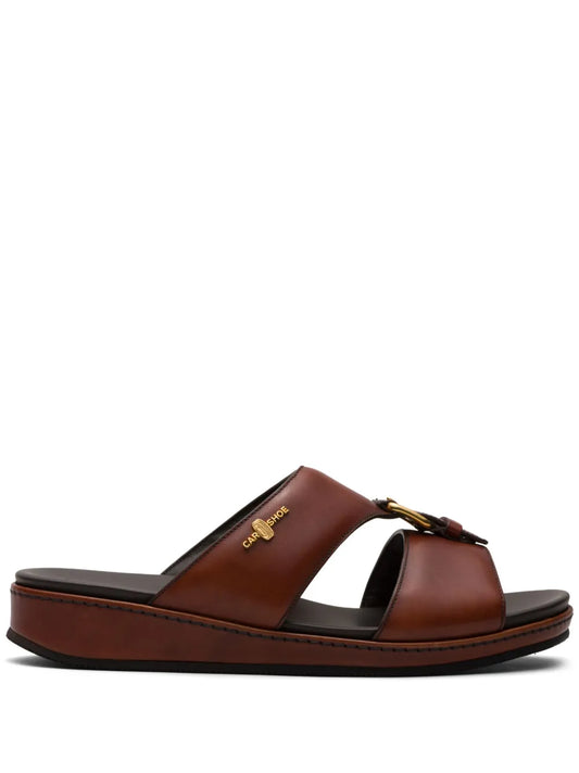 Car Shoe buckle-embellished flat sandals