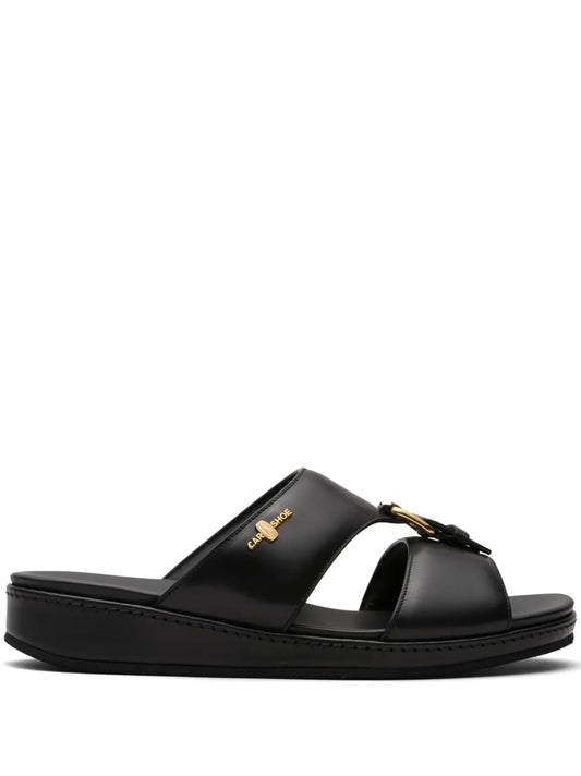 Car Shoe buckle-embellished flat sandals