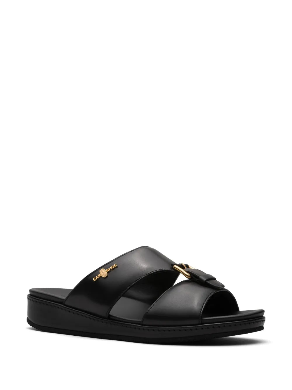 Car Shoe buckle-embellished flat sandals