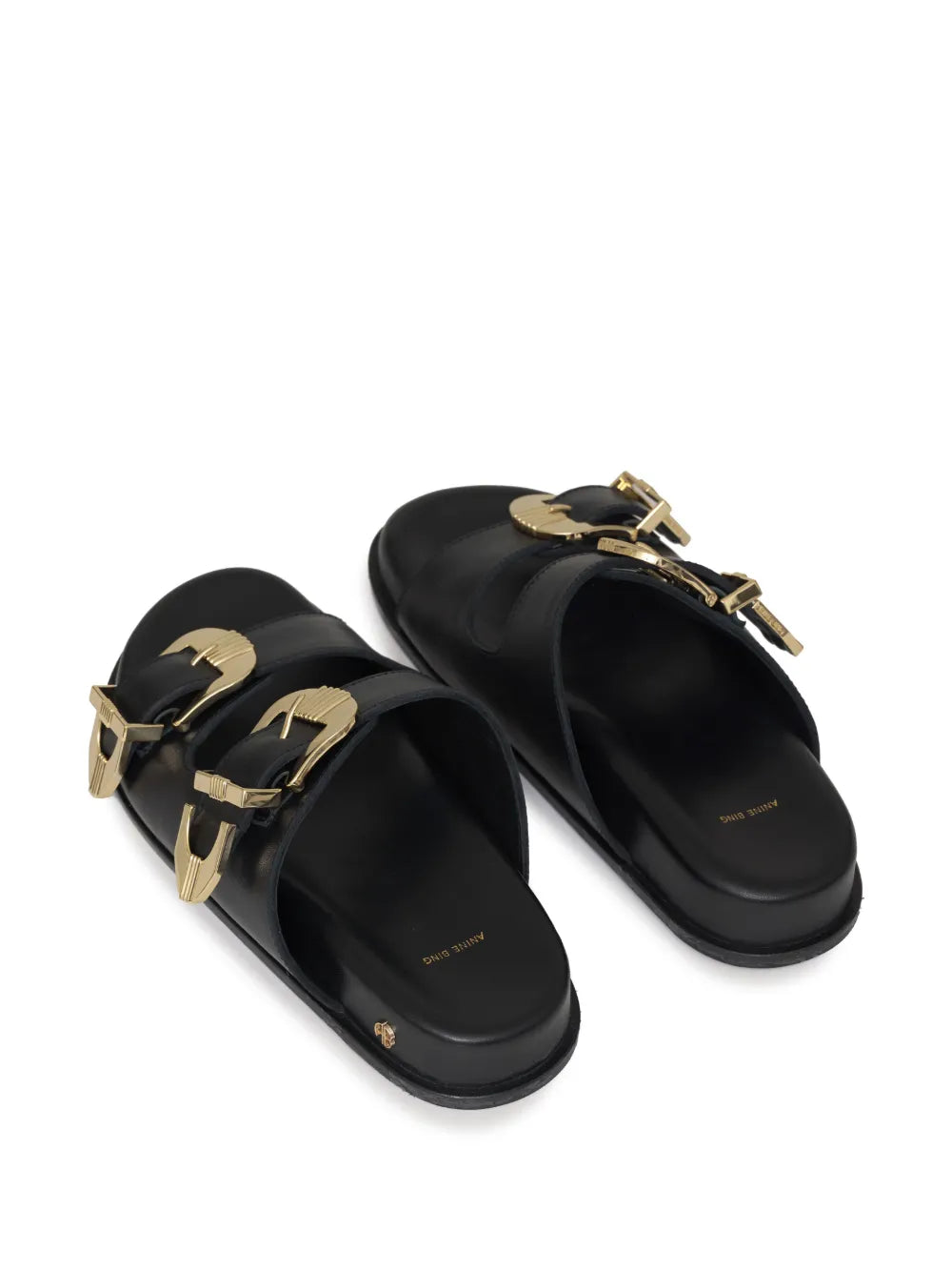 ANINE BING buckled leather slides