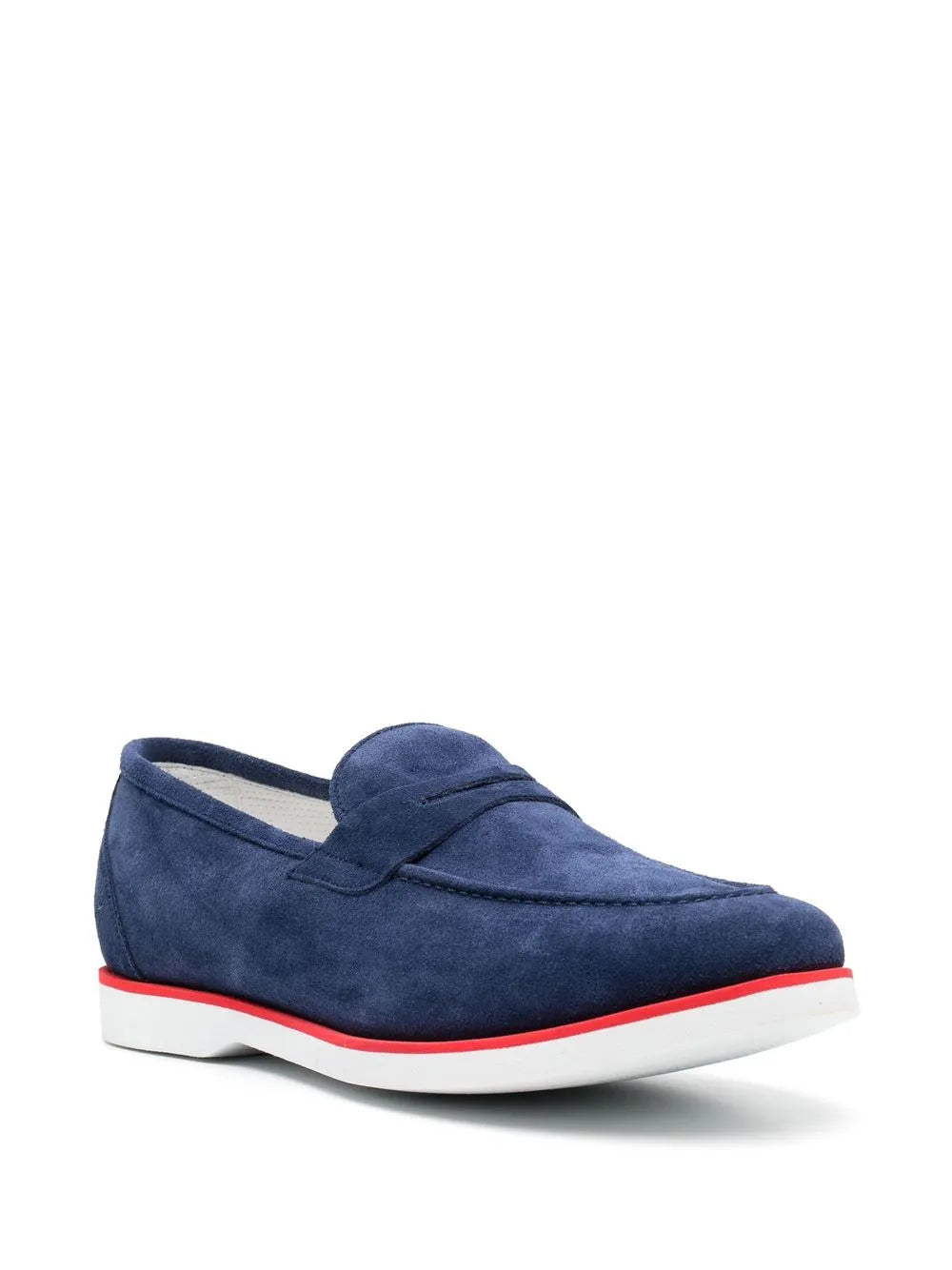 Kiton penny slot suede loafers