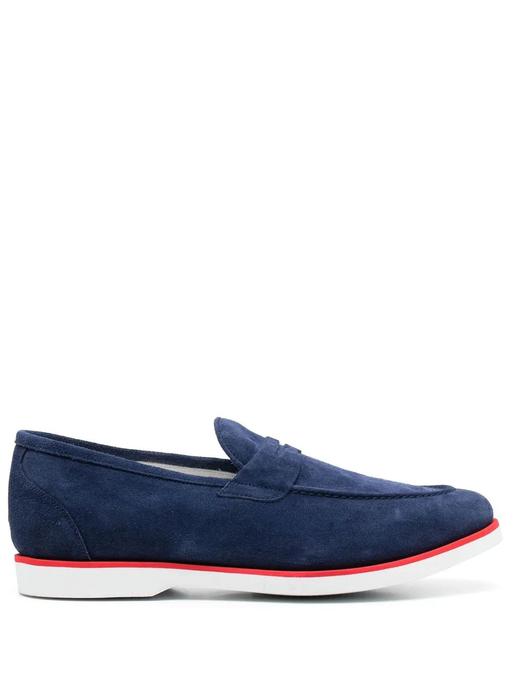 Kiton penny slot suede loafers