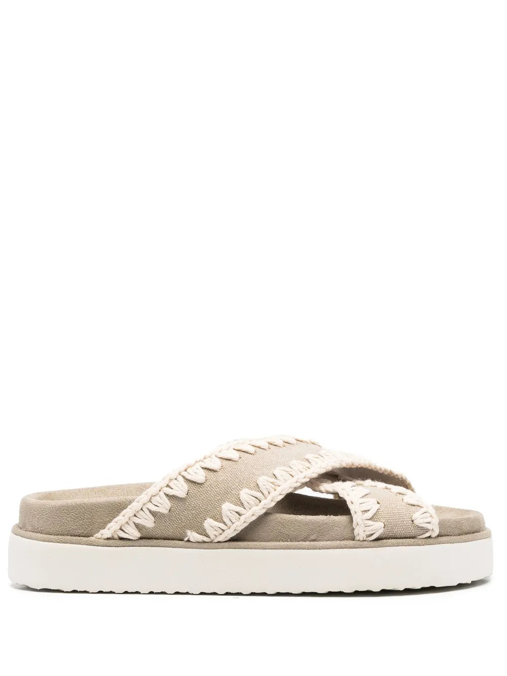 Mou whipstitch-trim crossover sandals