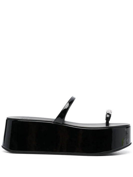 Giuseppe Zanotti Crystal-embellished 70mm leather platform slides