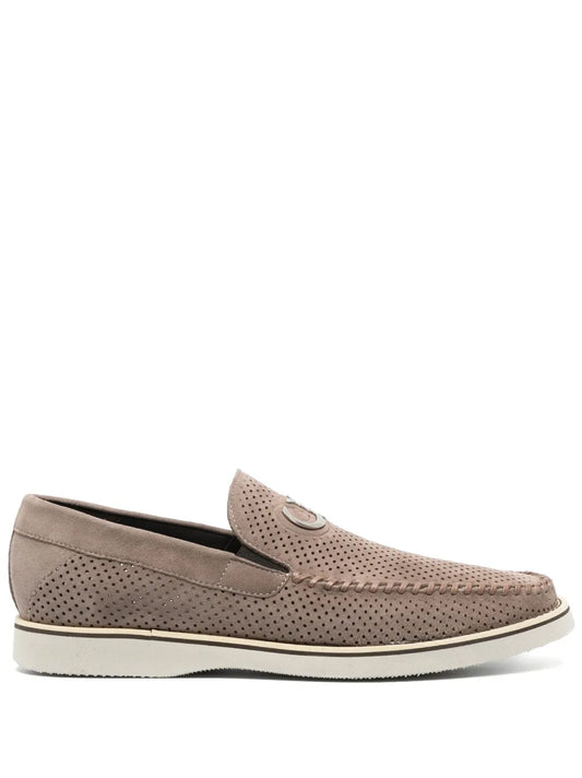 Casadei perforated suede loafers 