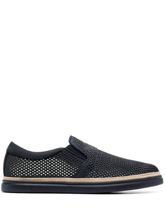 Casadei Nabuk debossed-logo leather sneakers