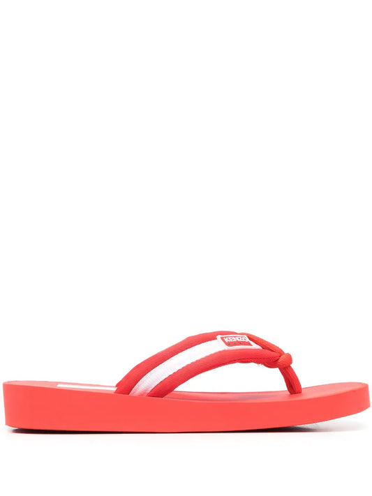 Kenzo logo-patch striped flip flops