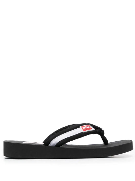 Kenzo logo-patch striped flip flops