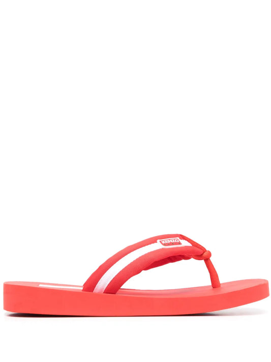 Kenzo logo-patch striped flip flops