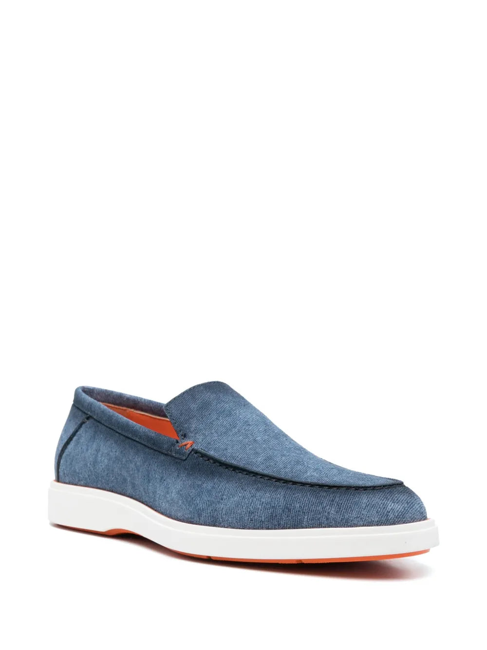 Santoni almond-toe denim loafers