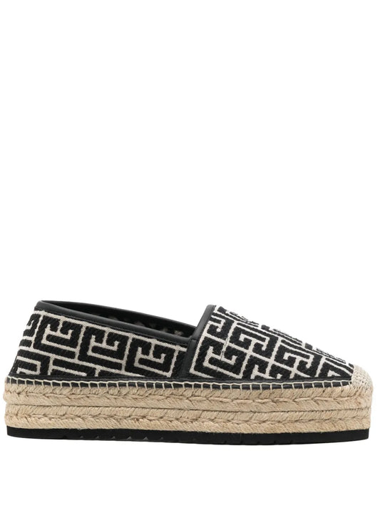 Balmain monogram-jacquard platform espadrilles